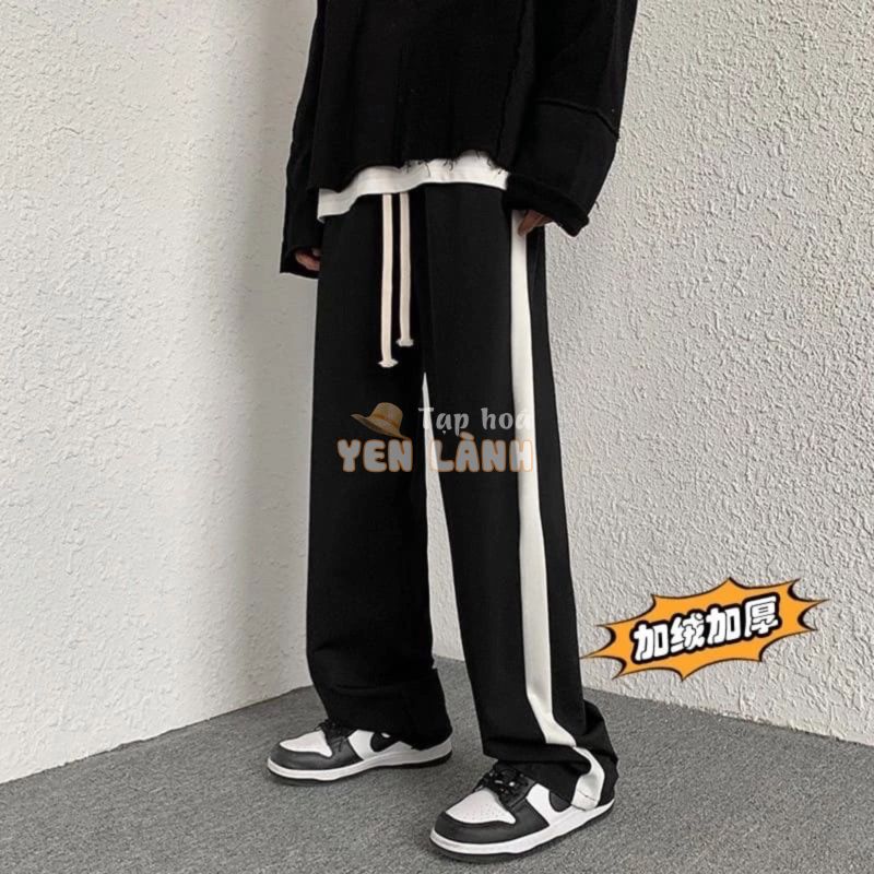 Quần Thể Thao 1 sọc 1 line trắng ống rộng ống suông baggy nam nữ PHong cách unisex – vải co giãn tốt quần ulzzang