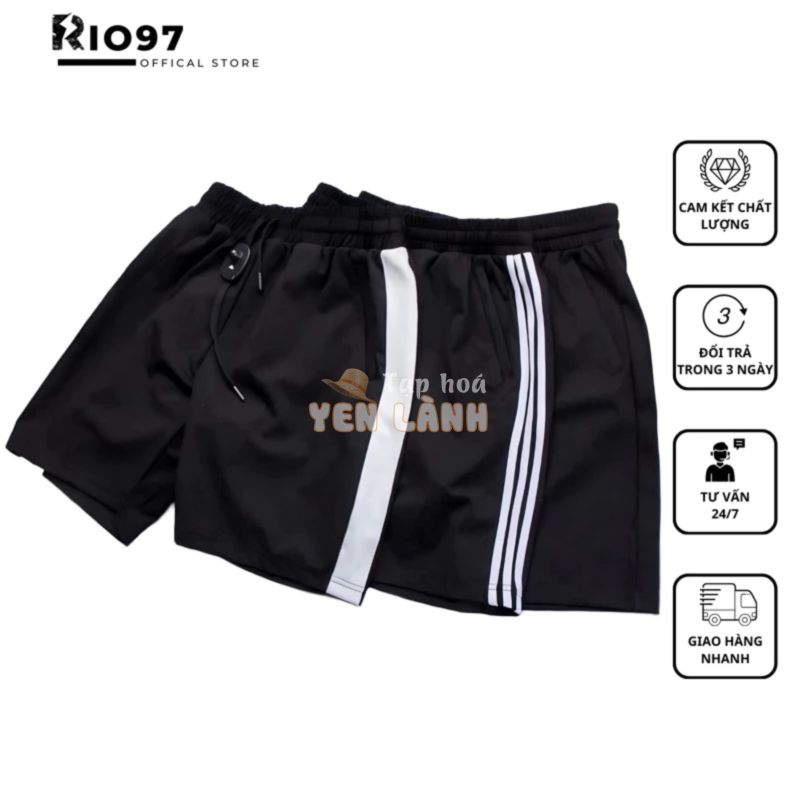 Quần Short Đùi Thun 3 Sọc 1 Sọc Đen Thể Thao Nam Nữ Ống Rộng Unisex Chất Thun Poly Mềm Mịn Co Giãn RIO97 STORE