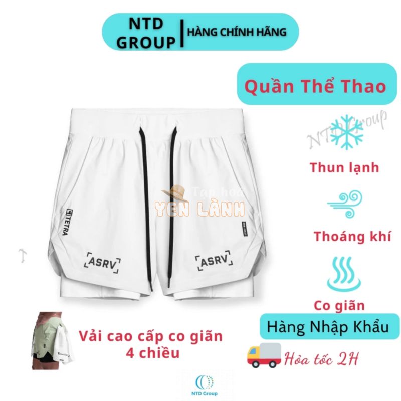 Quần Thể Thao Nam Chạy Bộ 2 Lớp, Tập Gym Chất Liệu Co Giãn Thoải Mái 4 Chức Năng ASRV