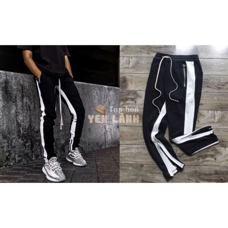 Track Pants Zipper 2 Line – Retro Pants Zip Double Line – Quần nỉ khóa zip 2 sọc trong ngoài ảnh thật