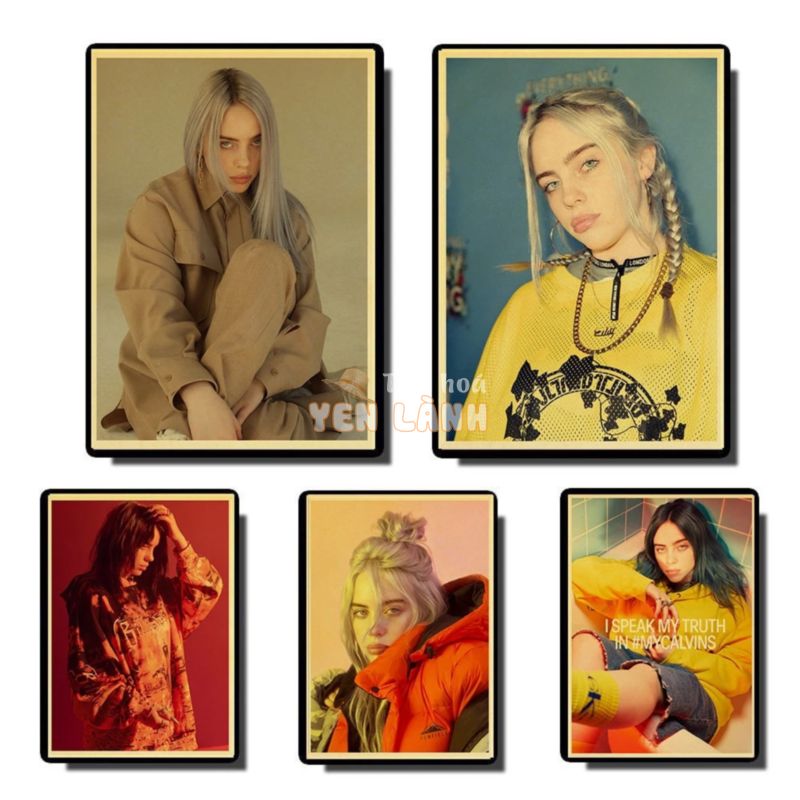 Tranh Treo Tường In Hình Ca Sĩ Billie Eilish Kiểu Retro Trang Trí Phòng Khách