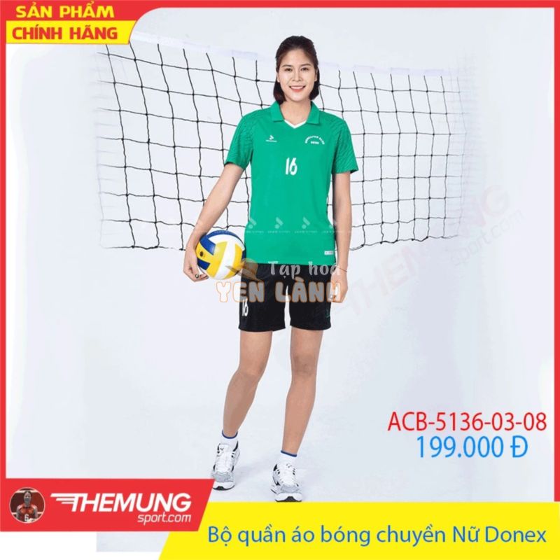 Bộ quần áo bóng chuyền Nữ Donex ACB-5136 Xanh lá phối đen