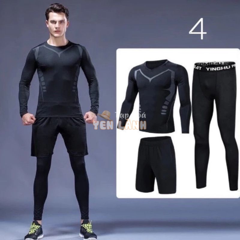 Bộ quần áo thể thao legging co giãn giữ nhiệt tập gym mùa đông – chạy bộ – đạp xe màu đen