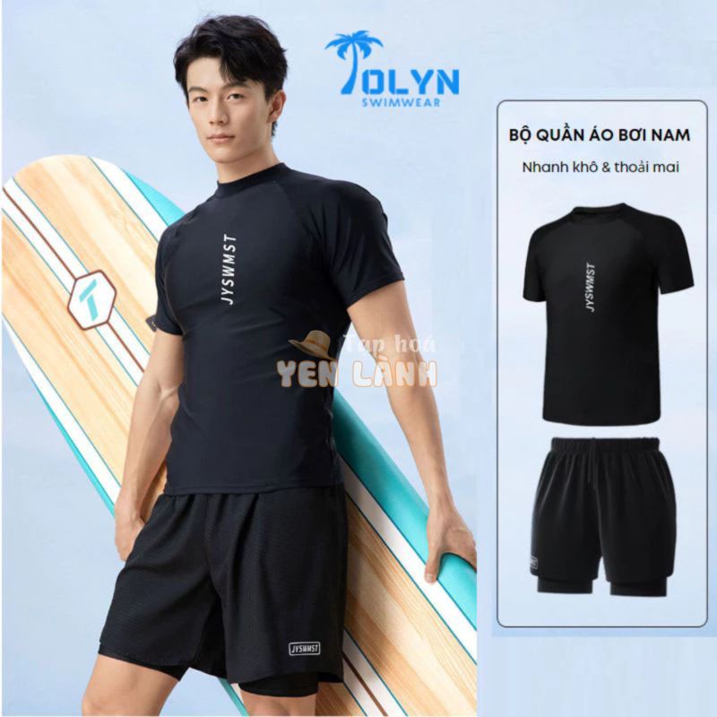 Bộ đồ bơi, quần áo bơi nam cao cấp TOLYN Quần đi biển 2 lớp, tập gym, chạy bộ, bóng chuyền, cầu lông Hàn Quốc KP053