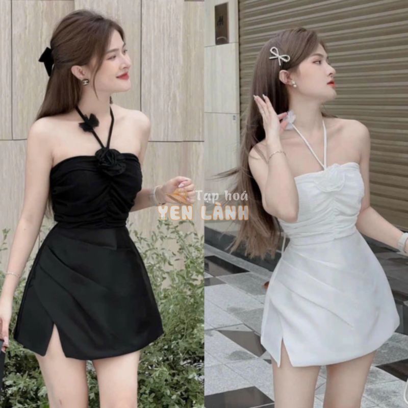 Sét đồ bộ nữ,Jumpsuits đi chơi áo hai dây đính hoa quần xếp ly chất liệu tapta cứng cho nàng đi chơi,đi tiệc,đi biển