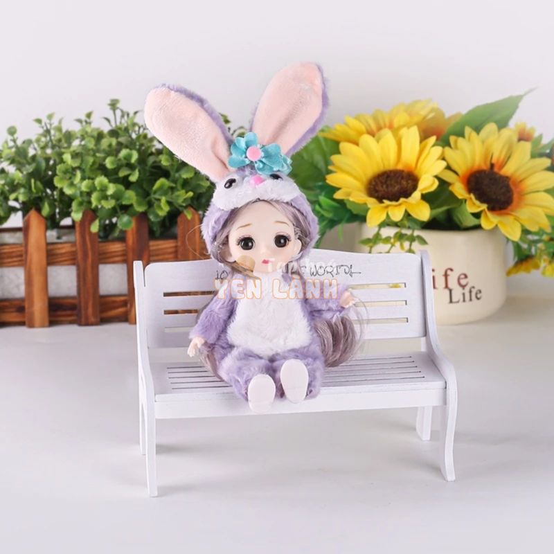 Búp bê 17cm đồ lông thú đồ chơi quà tặng sinh nhật cho bé gái trang trí nhà cửa trang phục áo quần cho búp bê