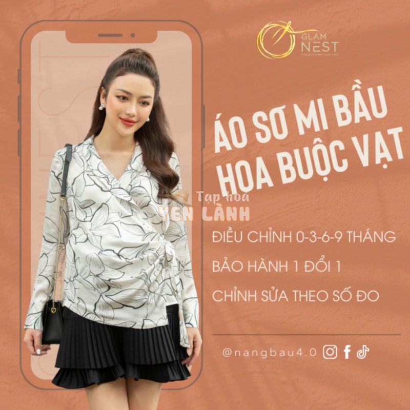 Áo Bầu Kiểu Sơ Mi & Quần Váy Công Sở Đẹp Mùa Hè Thu Đông Cao Cấp GLAM NEST AS005