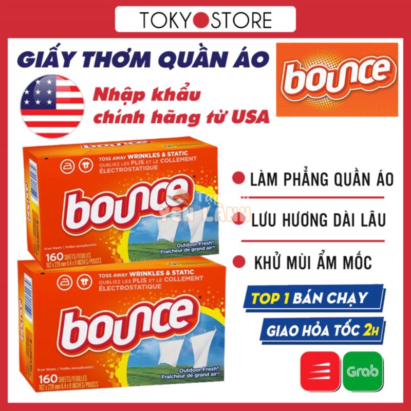 Giấy thơm quần áo Tokyostore – Giấy thơm Bounce Giấy thơm nguyên hộp 320 tờ nhập khẩu từ Mỹ