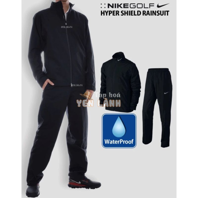 [Nike Golf Rainsuit] Áo quần nam Nike chính hãng màu đen dòng Nike Golf chống nước cực tốt với công nghệ Hypershield