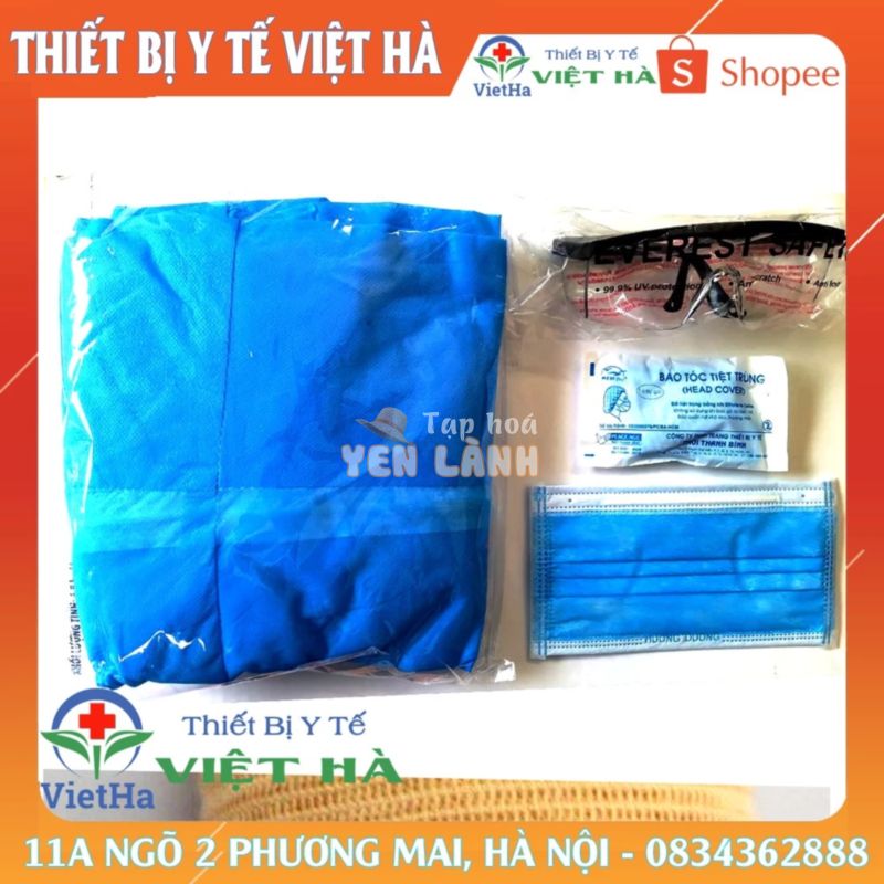 Combo Quần Áo Phòng Dịch Gồm Quần Áo + Kính + Khẩu Trang + Bao Tóc + Gang Tay