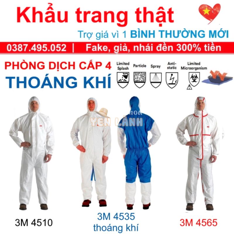 REAL bộ đồ quần áo phòng dịch phun thuốc trừ sâu phun sơn tẩy rửa hóa chất 3M 4510 3M 4535 DuPont Tyvek 400 600 XỊN