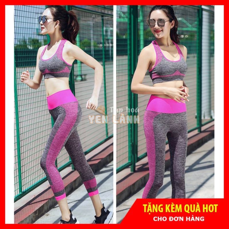 Bộ Đồ Tập GYM Nữ, Set Quần Áo Thể Thao Tập GYM YOGA Nữ Áo Bra & Quần Dài