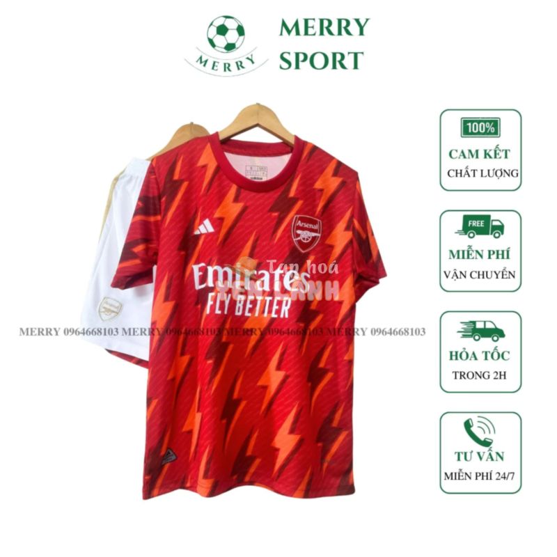 Bộ Quần Áo Bóng Đá Câu Lạc Bộ Arsenal Training Đỏ Cam Mùa giải 23/24 MERRY SPORT  Vải Thái Cao Cấp Phom 50-90kg