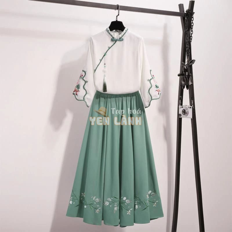 Hanfu female student costume clothes improved cheongsam Chinese style summer dress ancient style suit dress