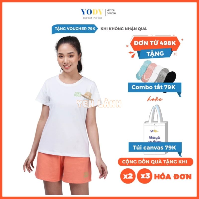 Bộ Quần Áo Cộc Nữ YODY Cotton Compact Cao Cấp Thoáng Mát BDN5068