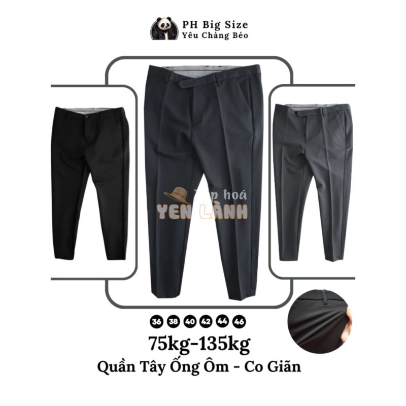 Bigsize 75kg-135kg | Quần Âu Ống Ôm Vải Co Giãn Size Lớn Quần Tây Ngoại Cỡ Size To Size Bự | PH Big Size | Q229