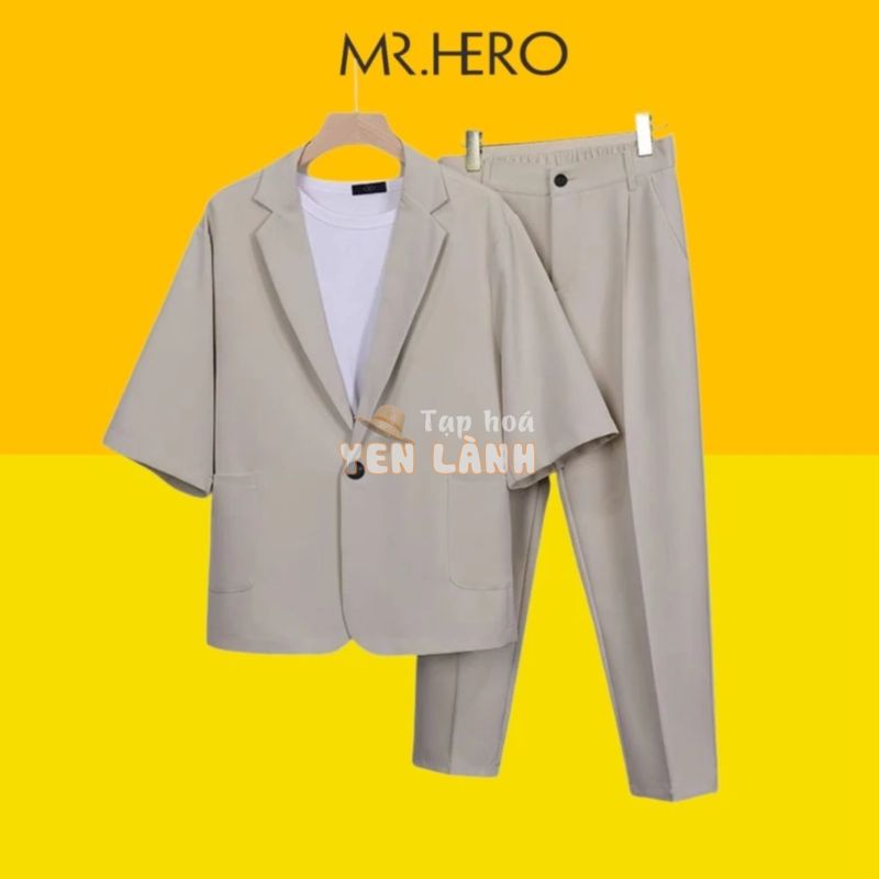 Set blazer nam tay lỡ quần âu công sở chun co giãn thoải mái Set08 M.RO bộ vest nam form rộng thời trang Hàn Quốc Mrhero