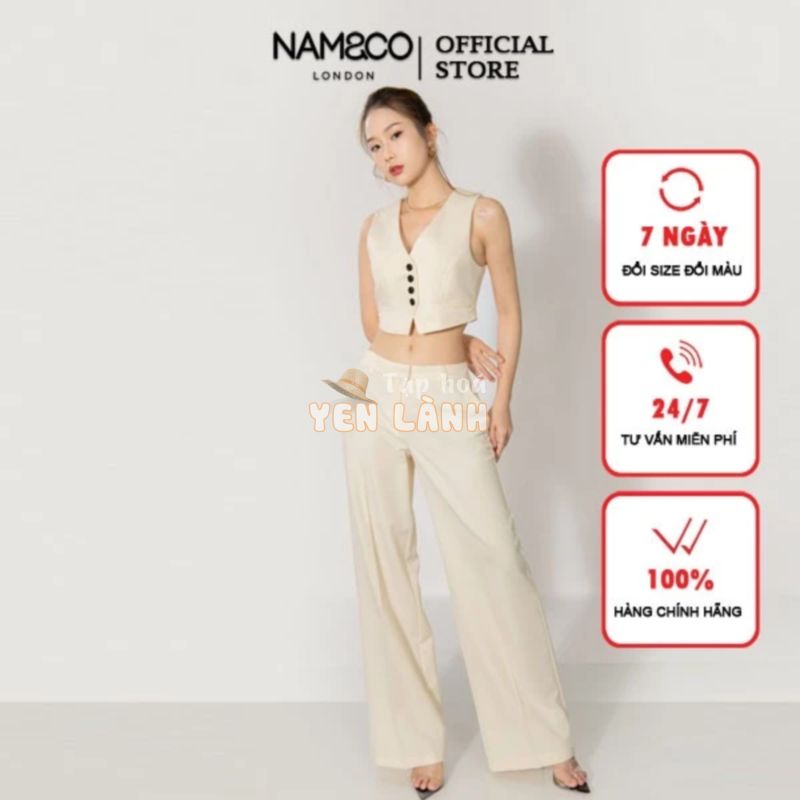 Quần dài nữ Namandco quần âu cạp cao ống suông rộng tôn dáng màu be size S M L XL VP2926