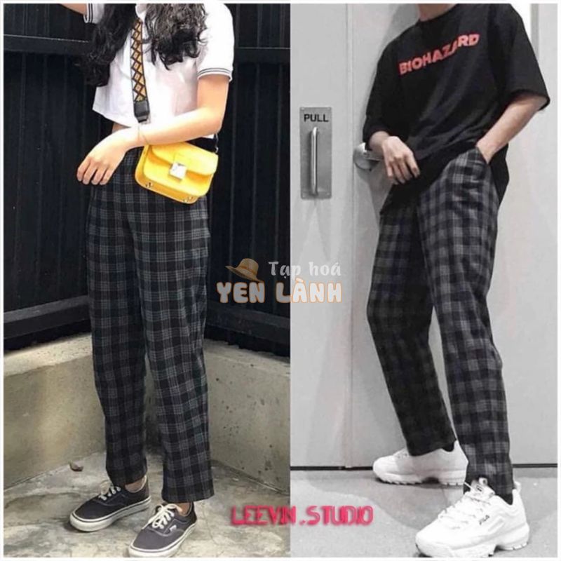 Quần Baggy Nam Nữ Kẻ Caro PLAID Ống Suông Unisex – Kiểu quần ống rộng suông vải Plaid kẻ caro Leevin Store