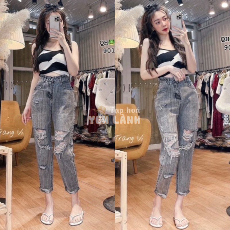 Quần jeans baggy nữ lưng cao dành cho người mập Big Size chubby 55-90kg 4484 MLJ