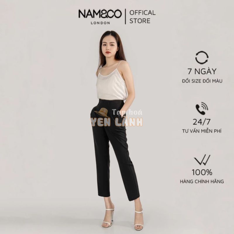 Quần baggy cạp cao nữ Namandco vải mềm mại không nhăn Thanh lịch size S,M,L màu đen và khaki NT0148