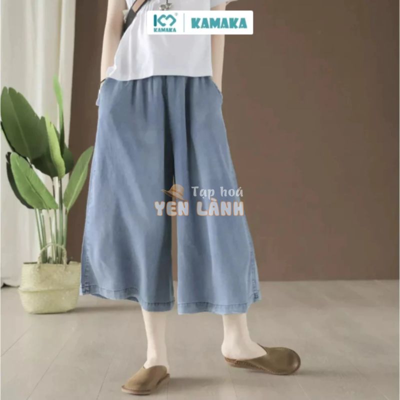 Quần baggy nữ KAMAKA Kamaka denim ống rộng dây rút – NU5442