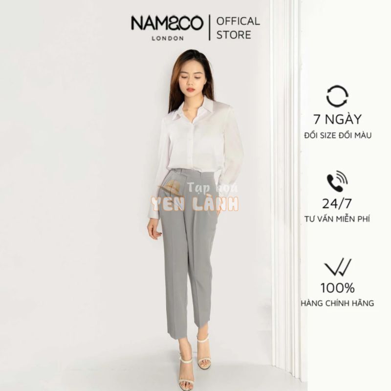 Quần dài nữ Namandco quần baggy công sở cạp cao chất vải mềm mát thoải mái màu ghi xám tím nhạt NT0138