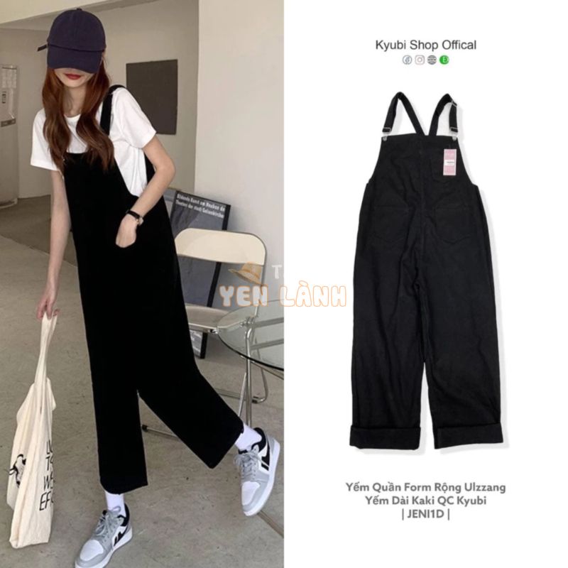 Quần yếm dài Ulzzang ống baggy JENI có túi trước sau [2 Màu – Có Size] – Yếm quần Kyubi JENI1D