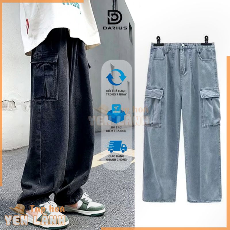 Quần Jeans nam nữ baggy ống xuông túi hộp Avocado, Quần jean bò nam ống rộng cao cấp có bigsize