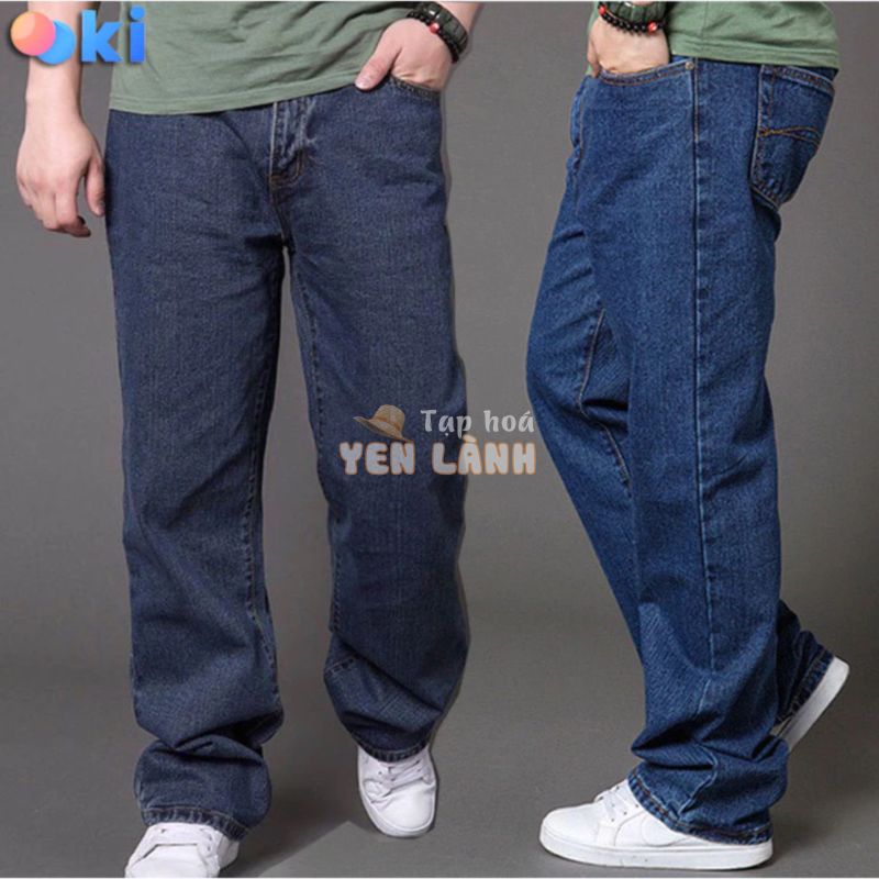 Quần Bò Nam Ống Suông Trung Niên Cotton Quần Jean Nam Big Size Form Rộng Đứng Mặc Được Nhiều Lứa Tuổi