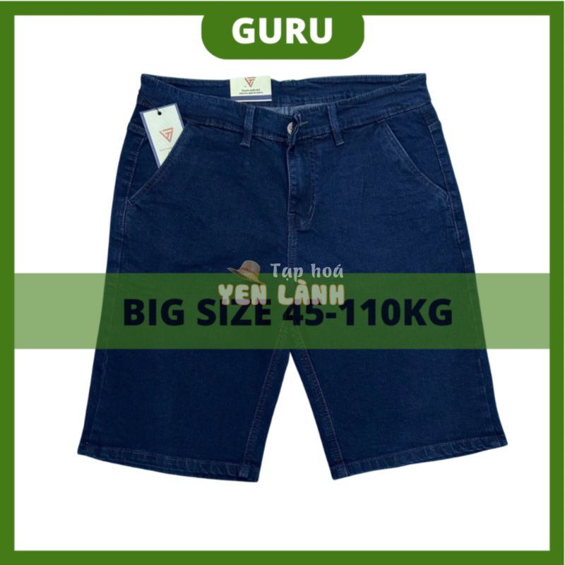 Quần jean bò short nam trung niên túi chéo co giãn form ống suông thỏa mái có big size đại cho bố ba GURU_Mã SHORT