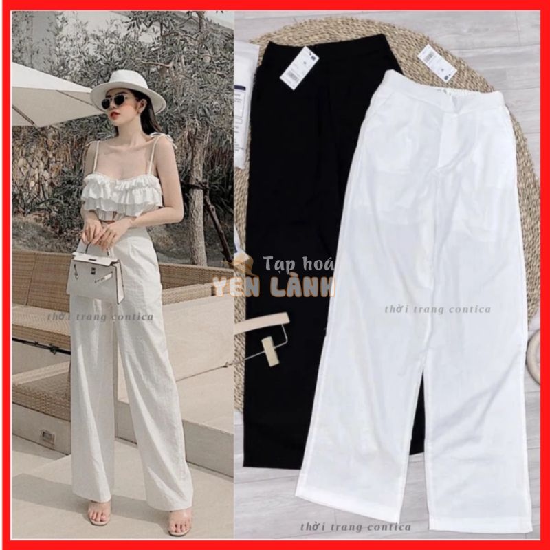 Quần đũi dài ống rộng,quần culottes đũi dáng dài chun lưng kiểu nhật, thoái mái dễ chịu