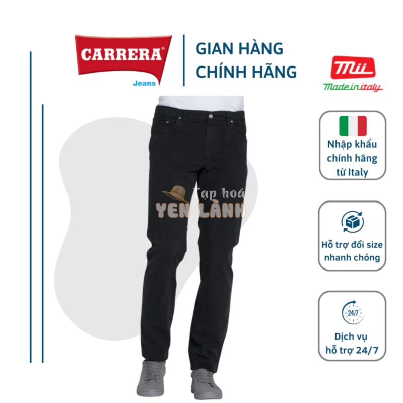 Quần KAKI Nam 5 Túi Màu Đen cao cấp CARRERA JEANS Regular Fit Cotton Spintech – Nhập Khẩu Chính Hãng Từ Ý_7009167A_899