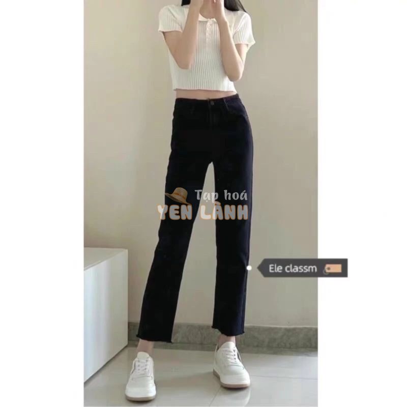 Quần Jean ống đứng suông màu đen size L