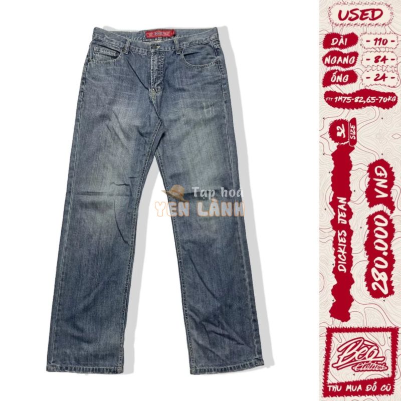 quần Jeans Unisex Dickies chính hãng Size 32 Dài 110, Lưng 84, ống 24