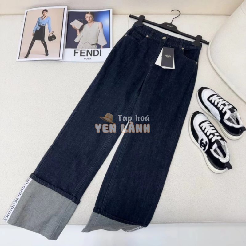 Quần jeans ống rộng cao cấp Fendi kiểu dáng thời trang, cá tính