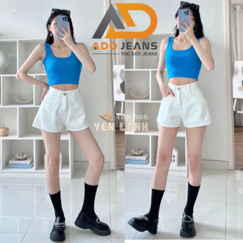 Quần short jean nữ ống rộng lưng cao siêu tôn dáng, quần đùi bò  Trắng form chử A dễ phối đồ(S15)