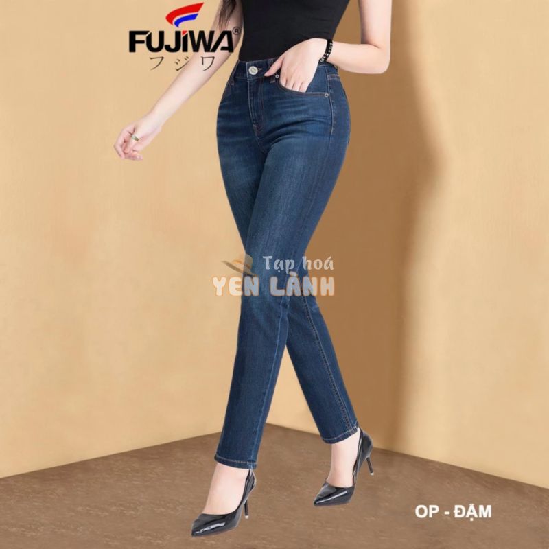 Quần Jean Nữ Ống Đứng Hơi Ôm FUJIWA – OP. Jean Co Giãn Tốt, Dày Mềm Mịn. Size 26, 27, 28, 29, 30, 31, 32 (42kg – 70kg)