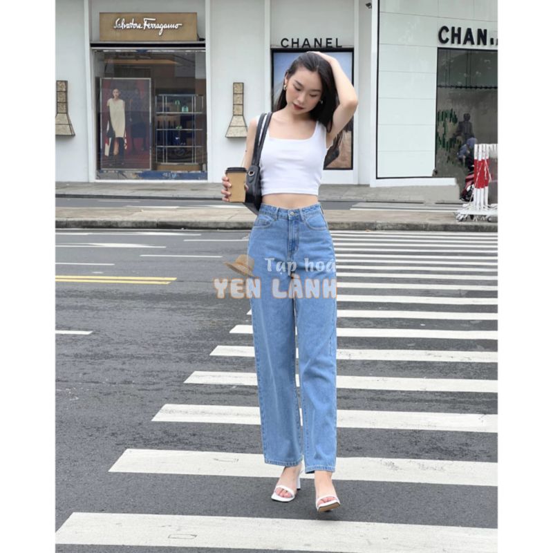 Quần Jeans Nữ REDE Ống Rộng, Lưng Cao 4 Màu Sang Trọng (Xanh Nhạt, Xanh Đậm, Xanh Ánh Rêu, Xanh Nhạt Họa Tiết Rách)