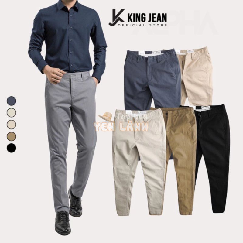 Quần kaki nam KingJeans Premium công sở cao cấp ống suông chất dày dặn co giãn tốt KJ-Vua Quần Jeans