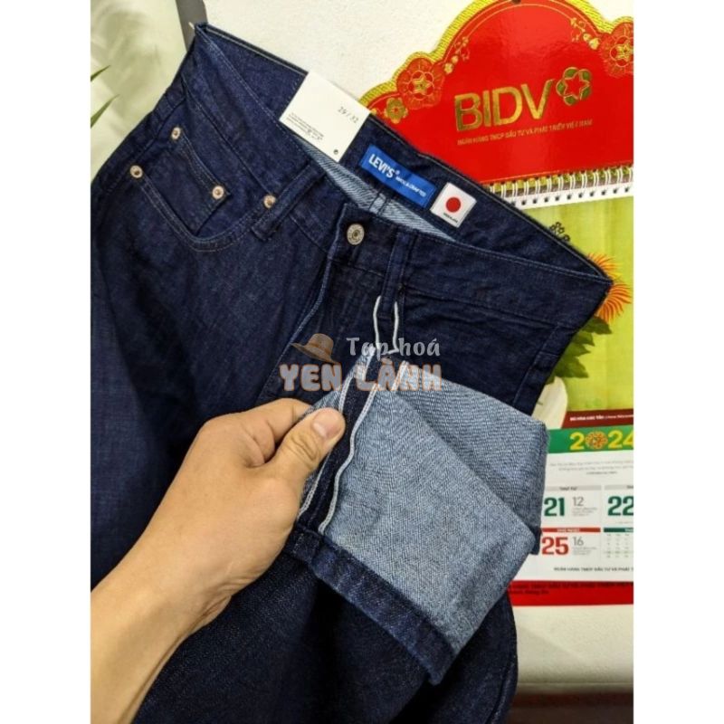 quần jean nam quần bò levis xịn ống đứng vải nhật lai biên màu xanh