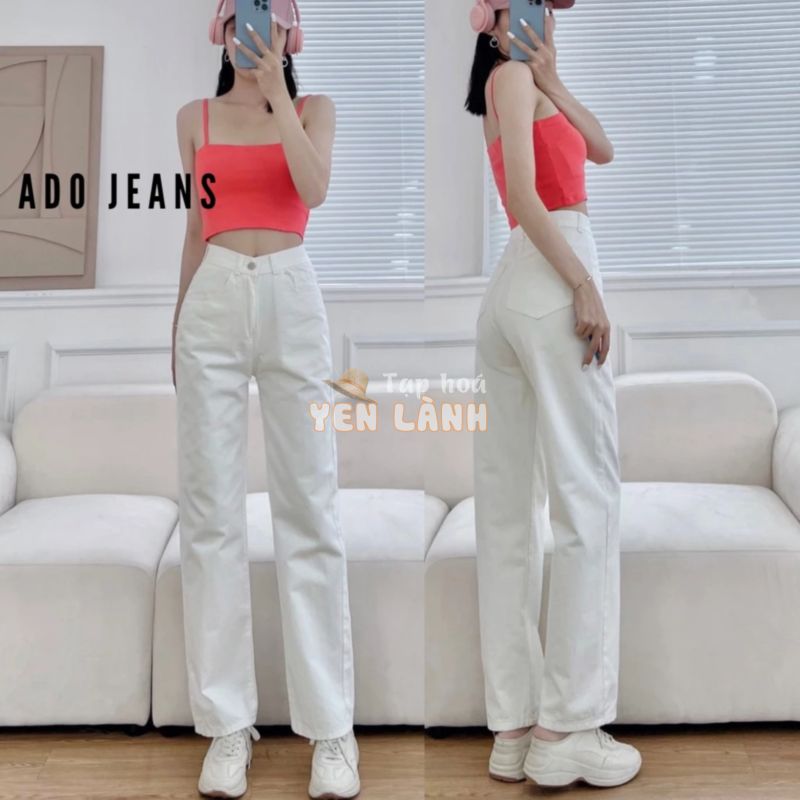 Quần dài kaki nữ ống suông lưng cao ADO JEANS có Bigsize 70kg