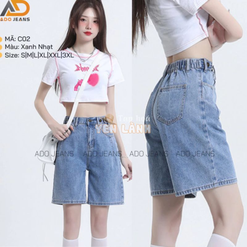 Quần Jean nữ lưng chun co giãn có bigsize 3XL, quần bò lửng lưng thun co giãn phong cách Hàn Quốc (Mã C02)