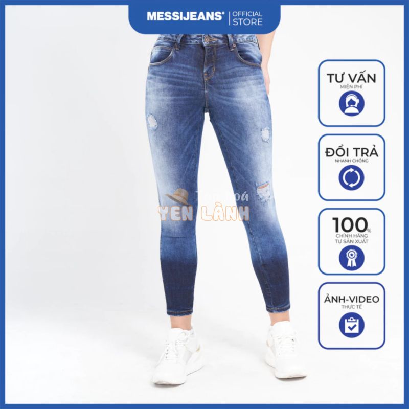 Quần jeans lửng nữ ống ôm rách MESSIJEANS SJW-795-18