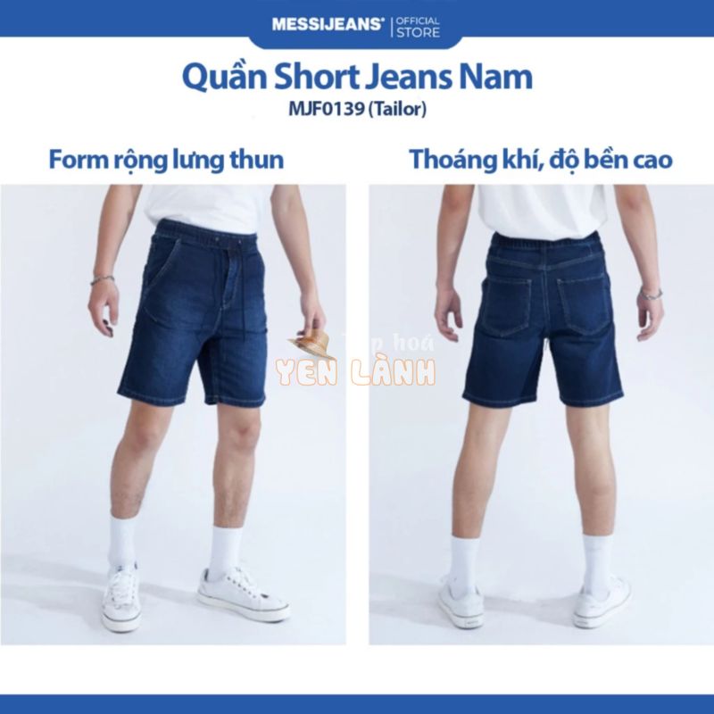 Quần Short Jean Nam Dáng Rộng Lưng Thun MESSIJEANS Cao cấp, Trẻ trung, Lịch lãm MJF0139 (Tailor)