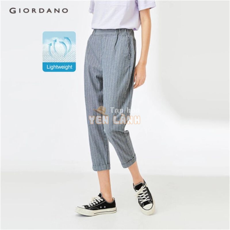 Quần jean GIORDANO 05422307 cotton lưng thun ống túm màu trơn giản dị thời trang dành cho nữ