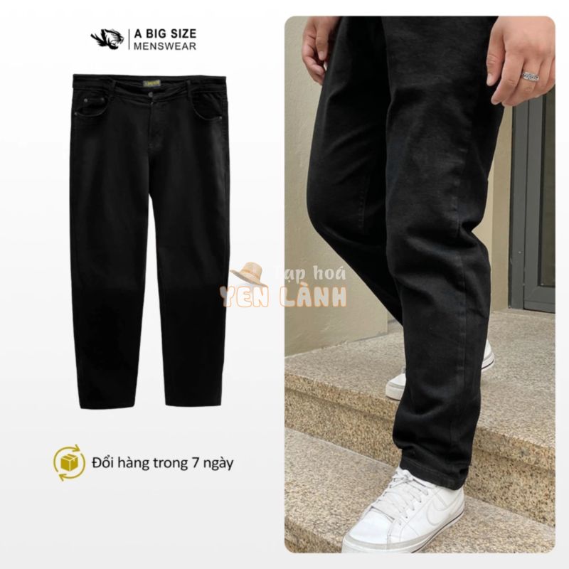 Quần Jean Trơn Đen Nam Bigsize Từ 80-130kg,Quần Jean Nam Co Giãn