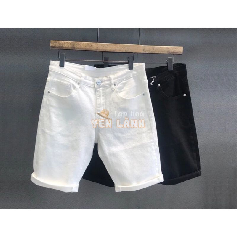 Quần body nam Quần short jean nam có giãn SHORT jean đen trắng trơn rách