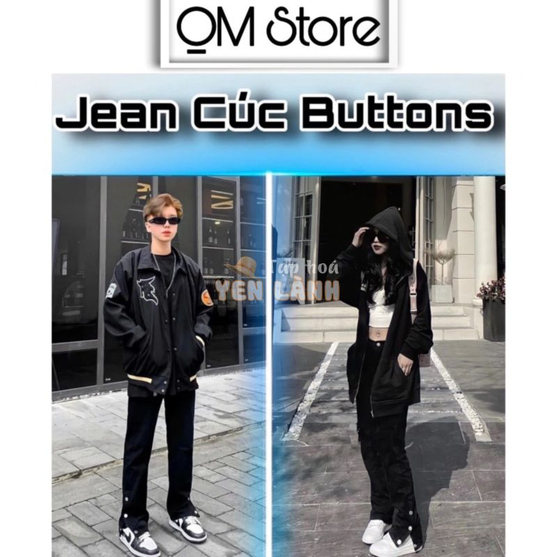 Quần Jean CÚC Buttons Pants Ống Rộng Nam  3 Cúc bấm Track Pants , Cargo Pants streat wear Cực Chất Cực Độc