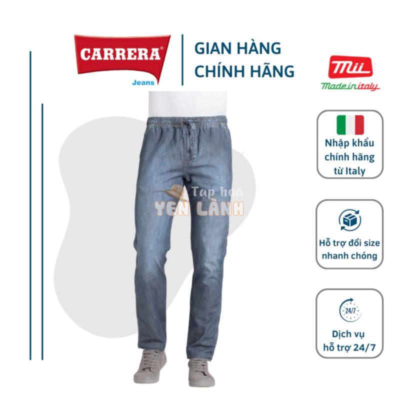 Quần Jean Jogger Bò Nam Cao Cấp CARRERA JEANS Regular Fit Cạp Chun Màu Xanh – Nhập Khẩu Chính Hãng Từ Ý_629L1003A_710